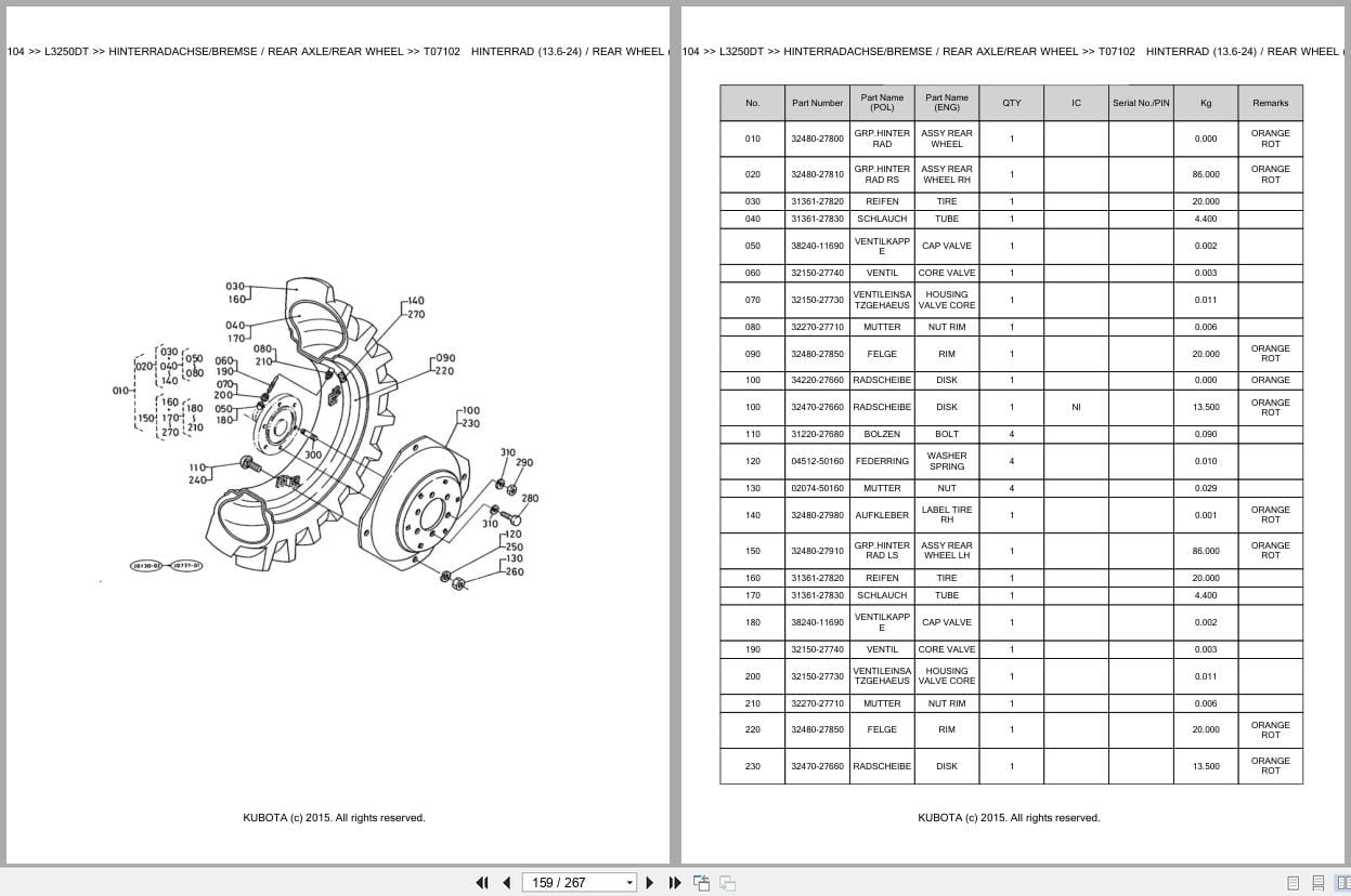 Kubota Tractor L3250DT Parts Catalog EN DE (3)