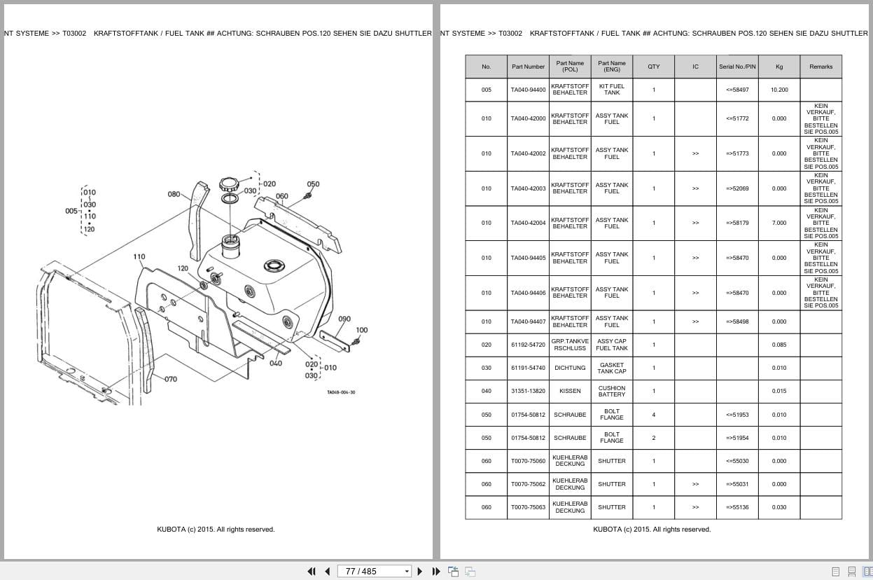 Kubota Tractor L3600DT C L3600DT GST C Parts Catalog EN DE (2)