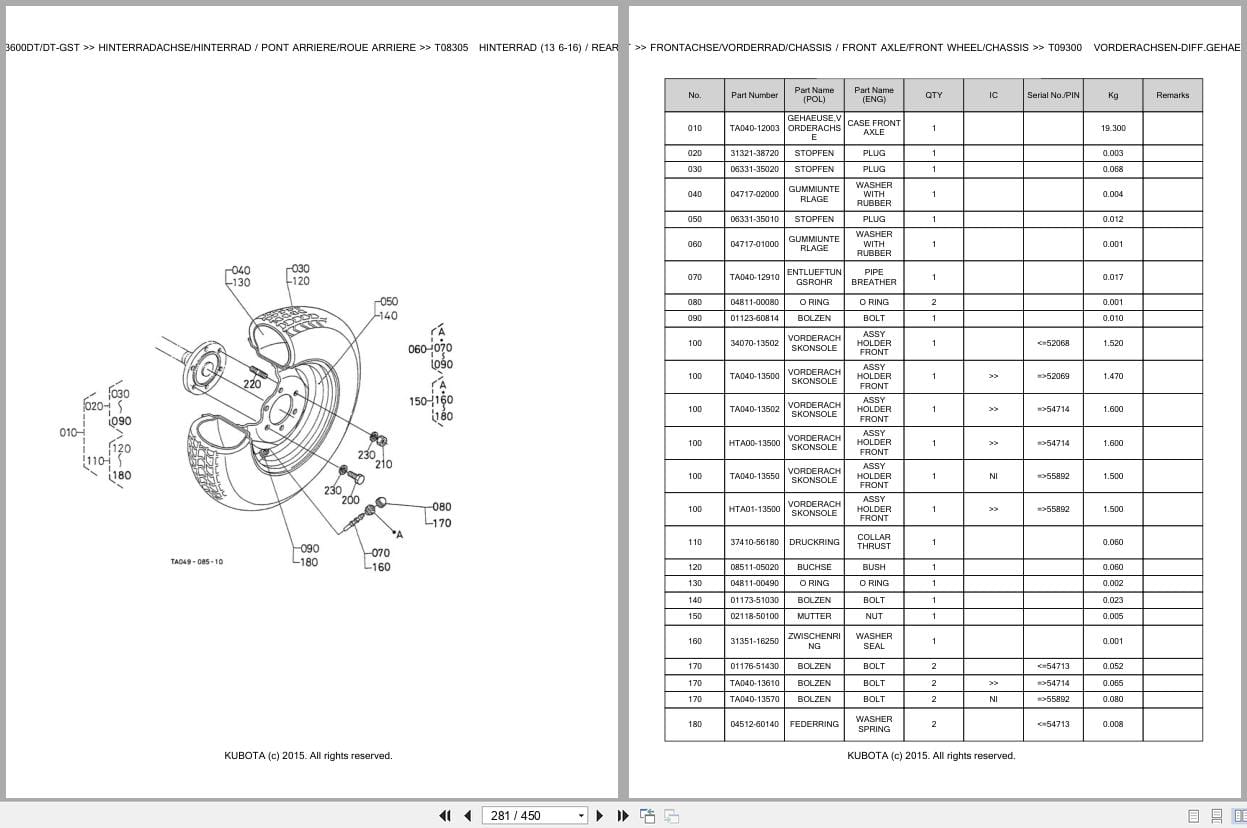 Kubota Tractor L3600DT L3600DT GST Parts Catalog EN DE (2)