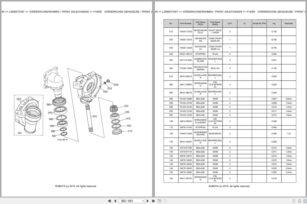 Kubota Tractor L3600DT L3600HST Parts Catalog EN DE (2)