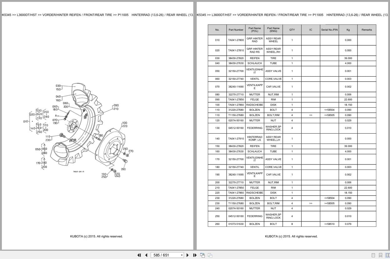 Kubota Tractor L3600DT L3600HST Parts Catalog EN DE (3)