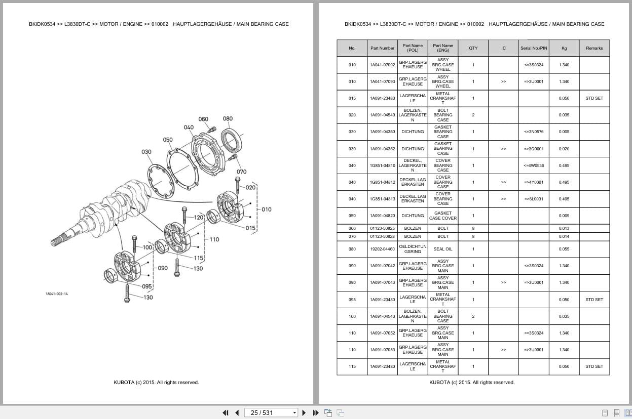 Kubota Tractor L3830DT C Parts Catalog EN DE (2)