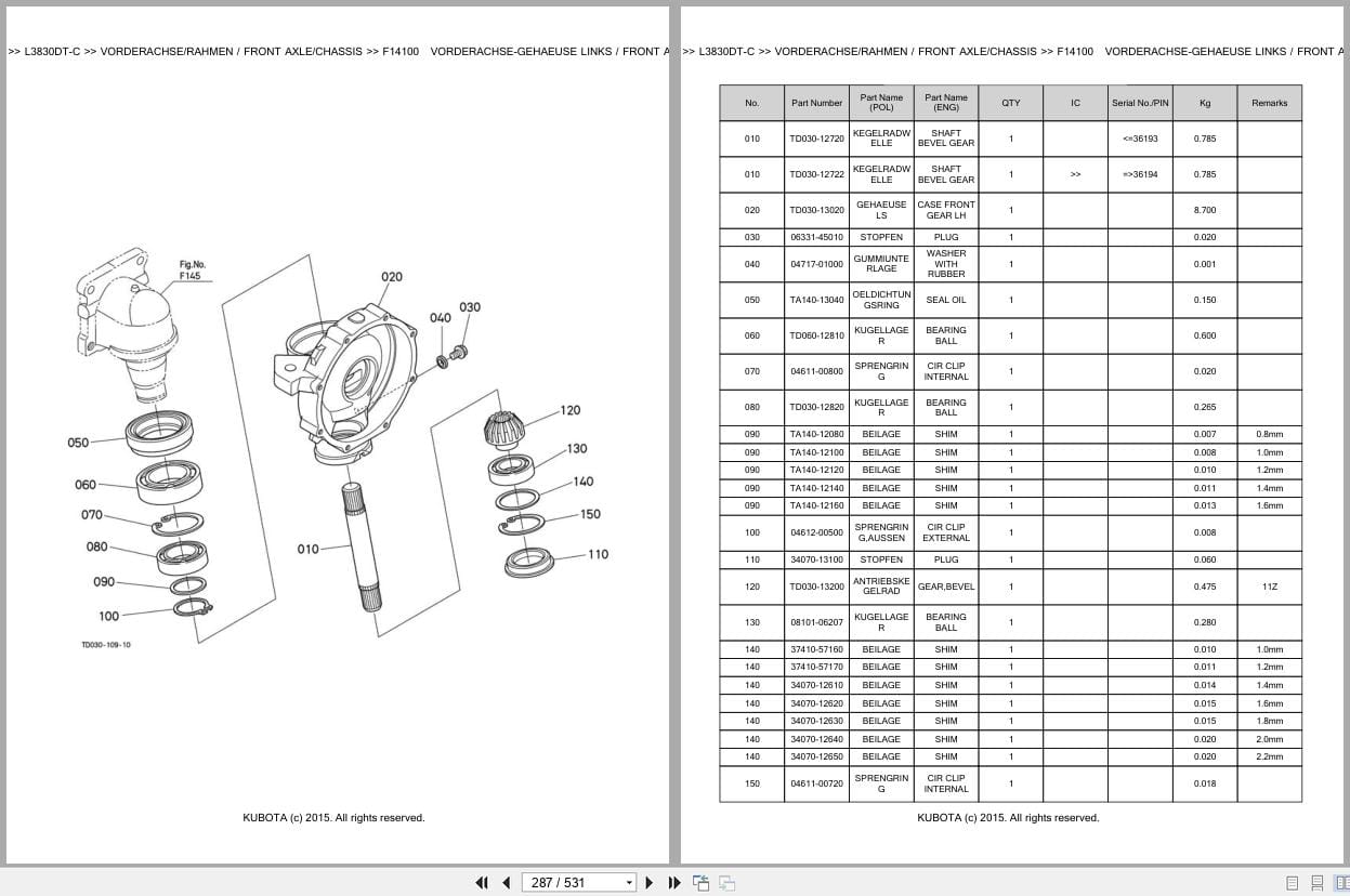 Kubota Tractor L3830DT C Parts Catalog EN DE (3)