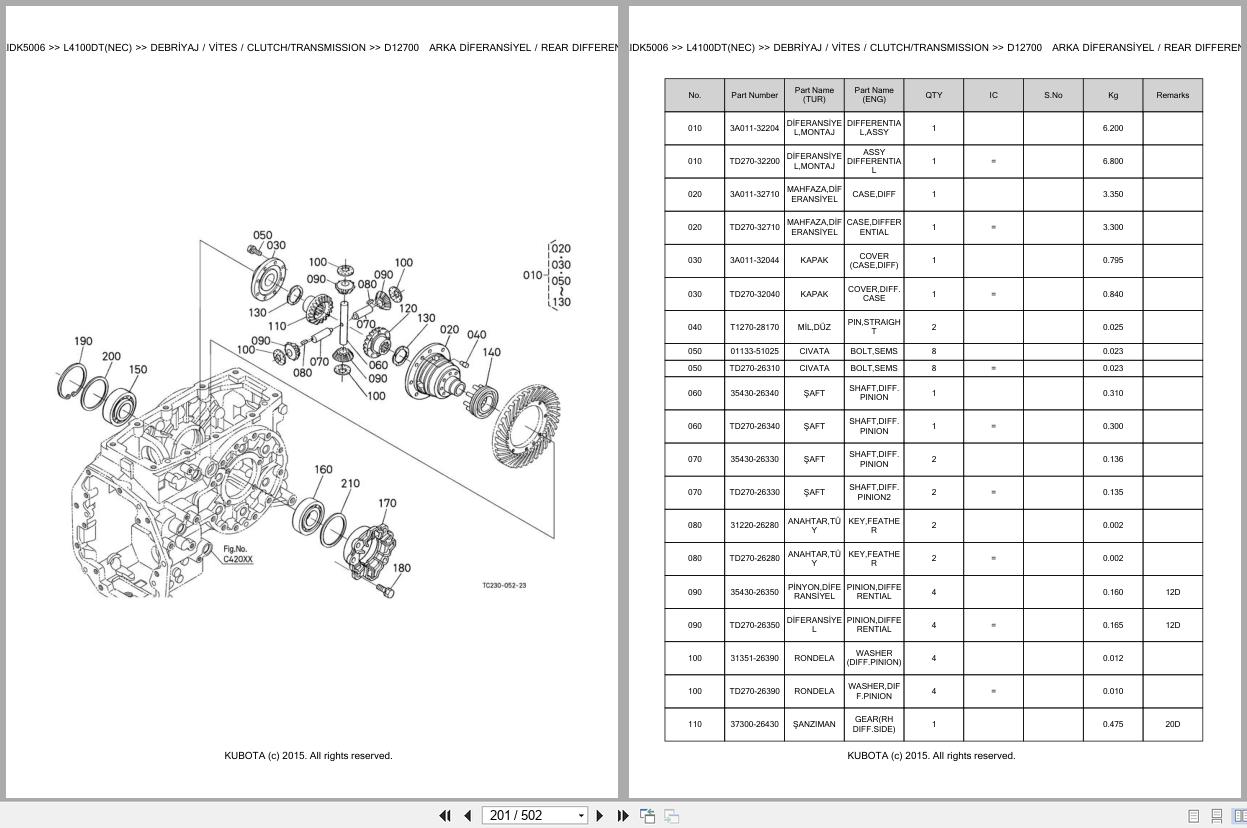 Kubota Tractor L4100DT L4100DT NEC Spare Parts Catalog EN TR (2)