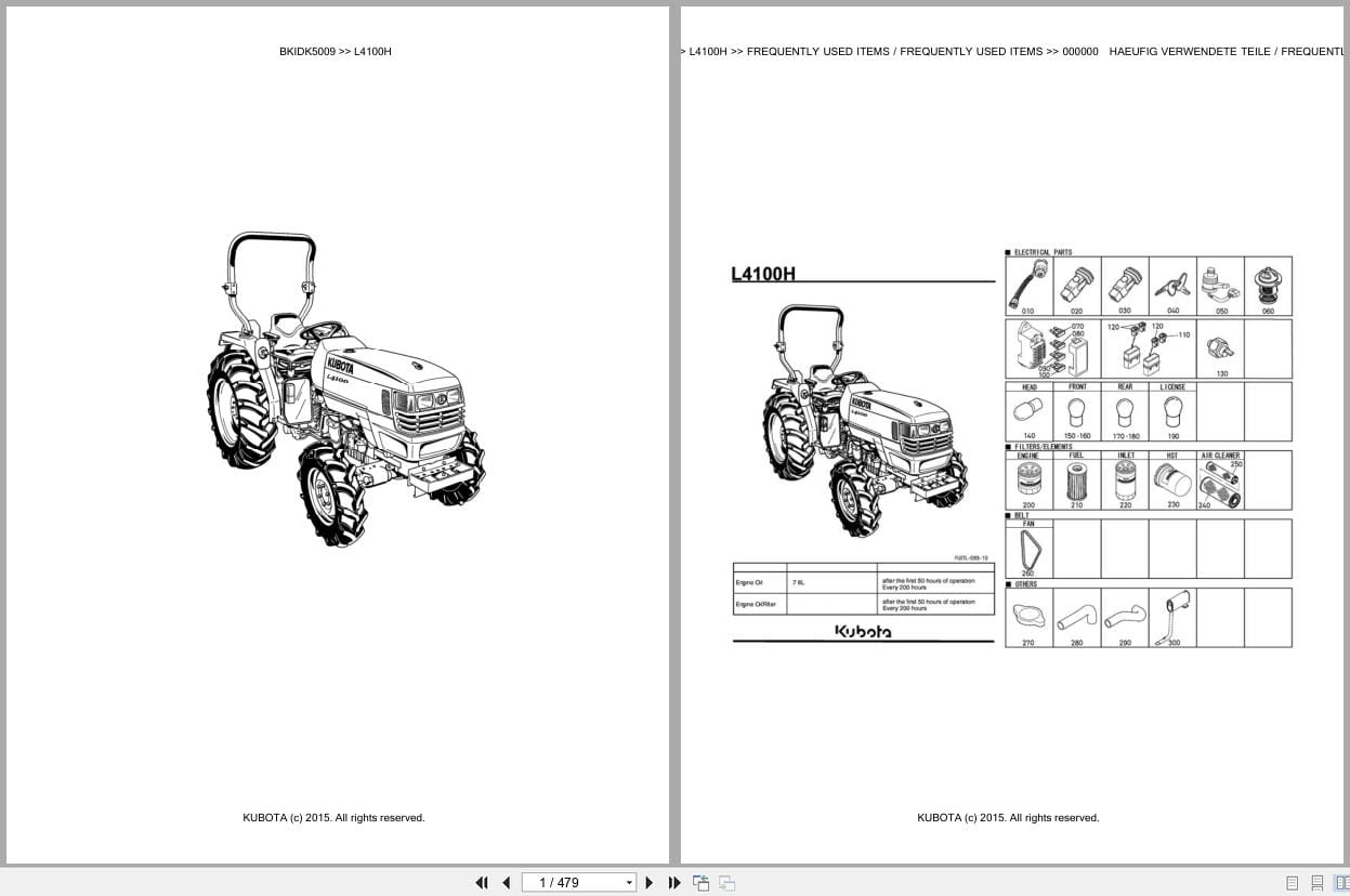 Kubota Tractor L4100H Parts Catalog EN DE (1)