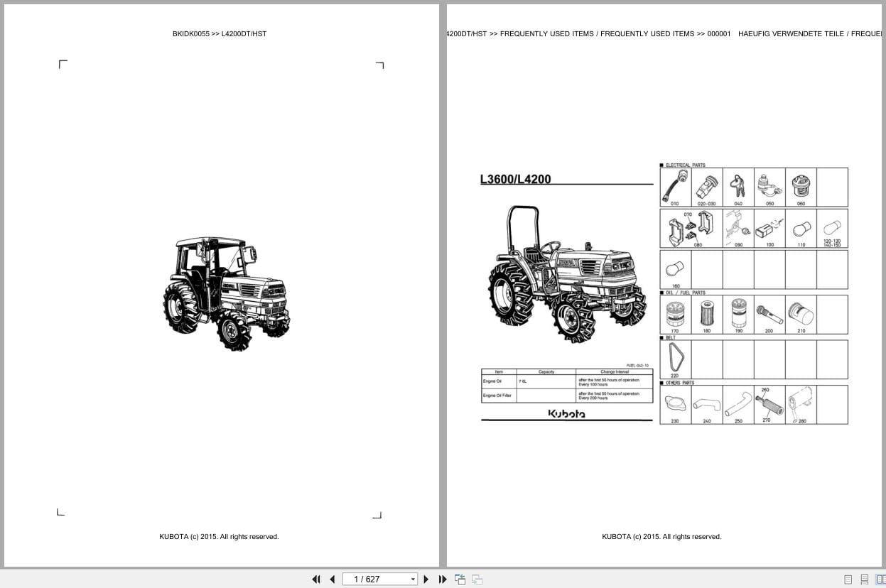 Kubota Tractor L4200DT L4200HST Parts Catalog EN DE (1)