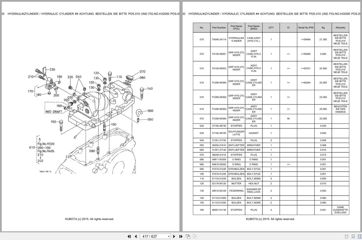 Kubota Tractor L4200DT L4200HST Parts Catalog EN DE (3)