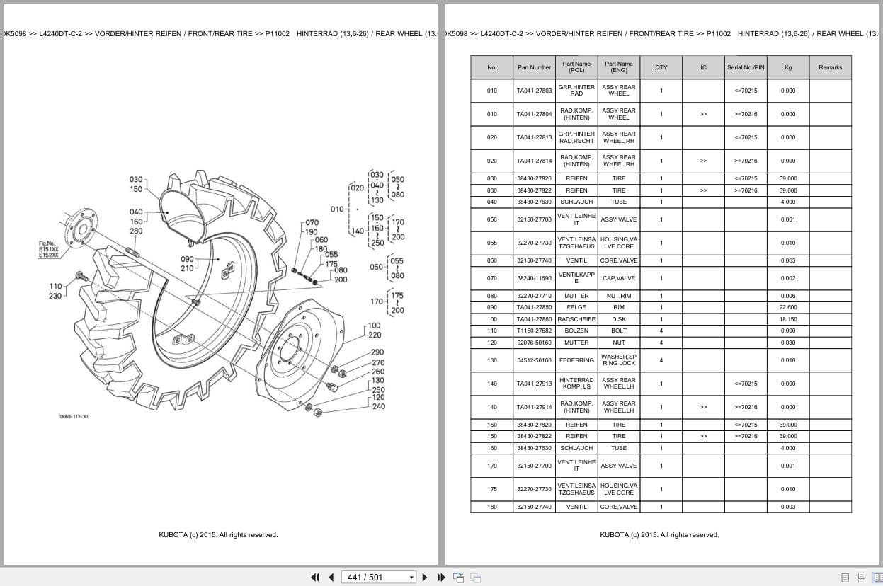 Kubota Tractor L4240DT C 2 Parts Catalog EN DE (3)