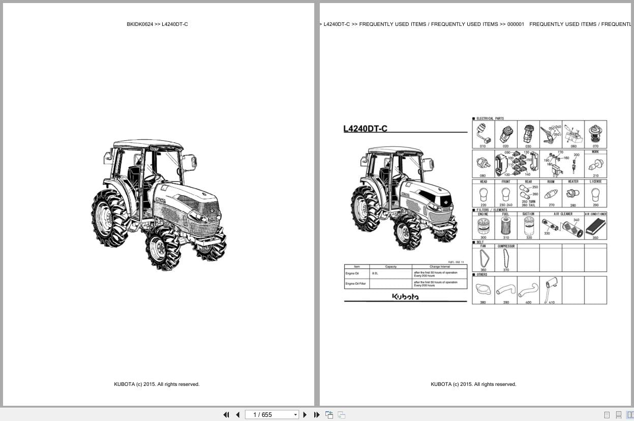 Kubota Tractor L4240DT C Parts Catalog EN DE (1)