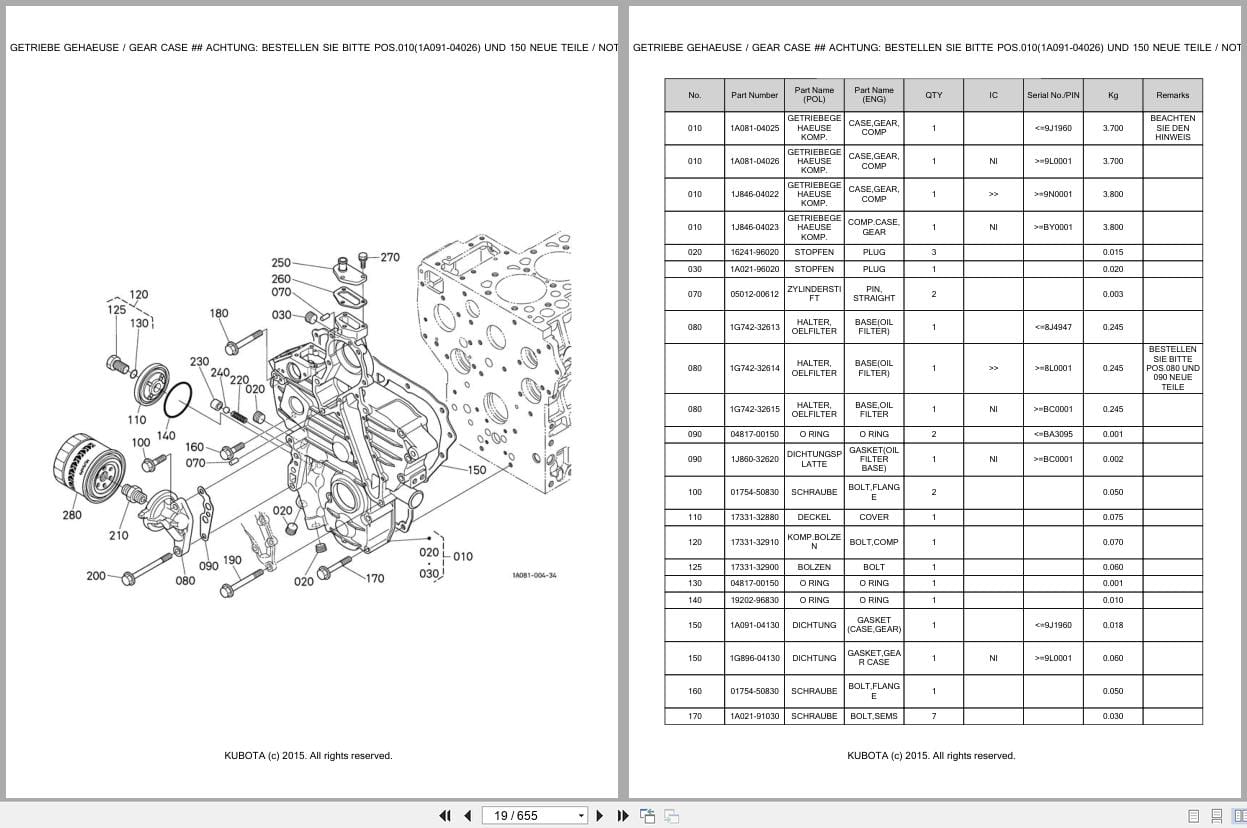 Kubota Tractor L4240DT C Parts Catalog EN DE (2)