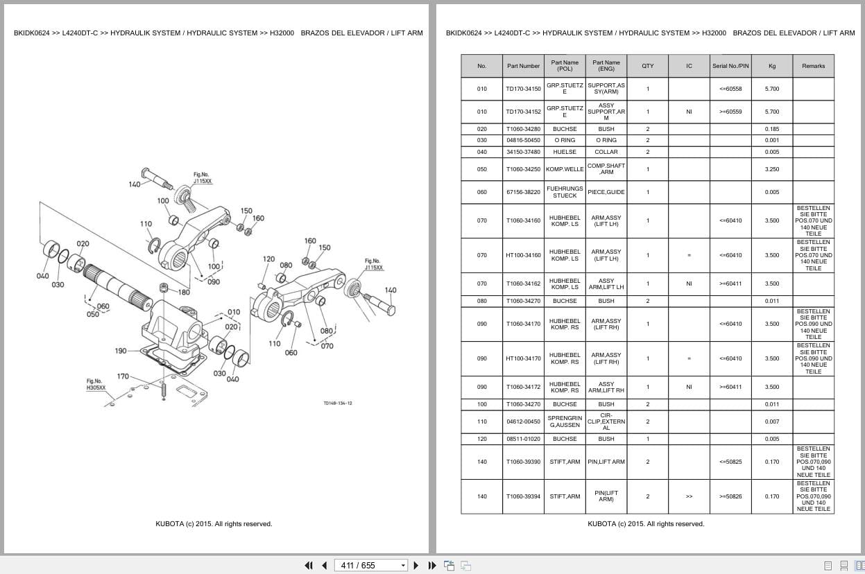 Kubota Tractor L4240DT C Parts Catalog EN DE (3)