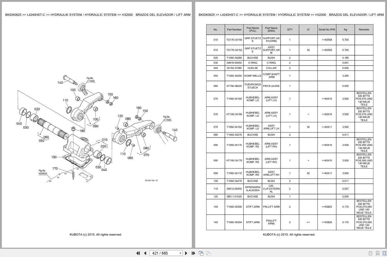 Kubota Tractor L4240HST C Parts Catalog EN DE (3)