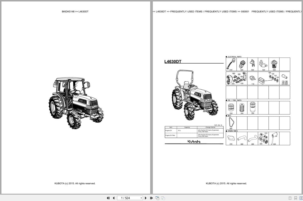 Kubota Tractor L4630DT Parts Catalog EN DE (1)