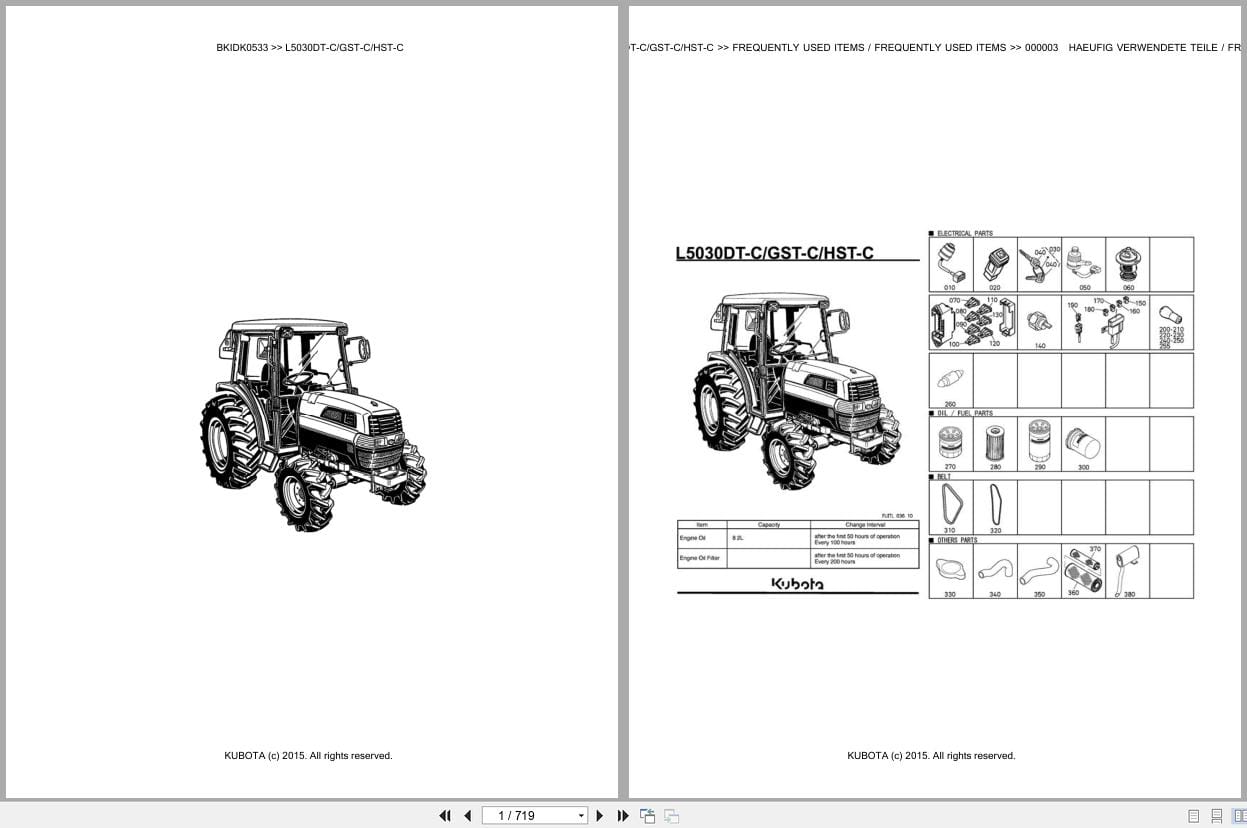 Kubota Tractor L5030DT C L5030GST C L5030HST C Parts Catalog EN DE (1)