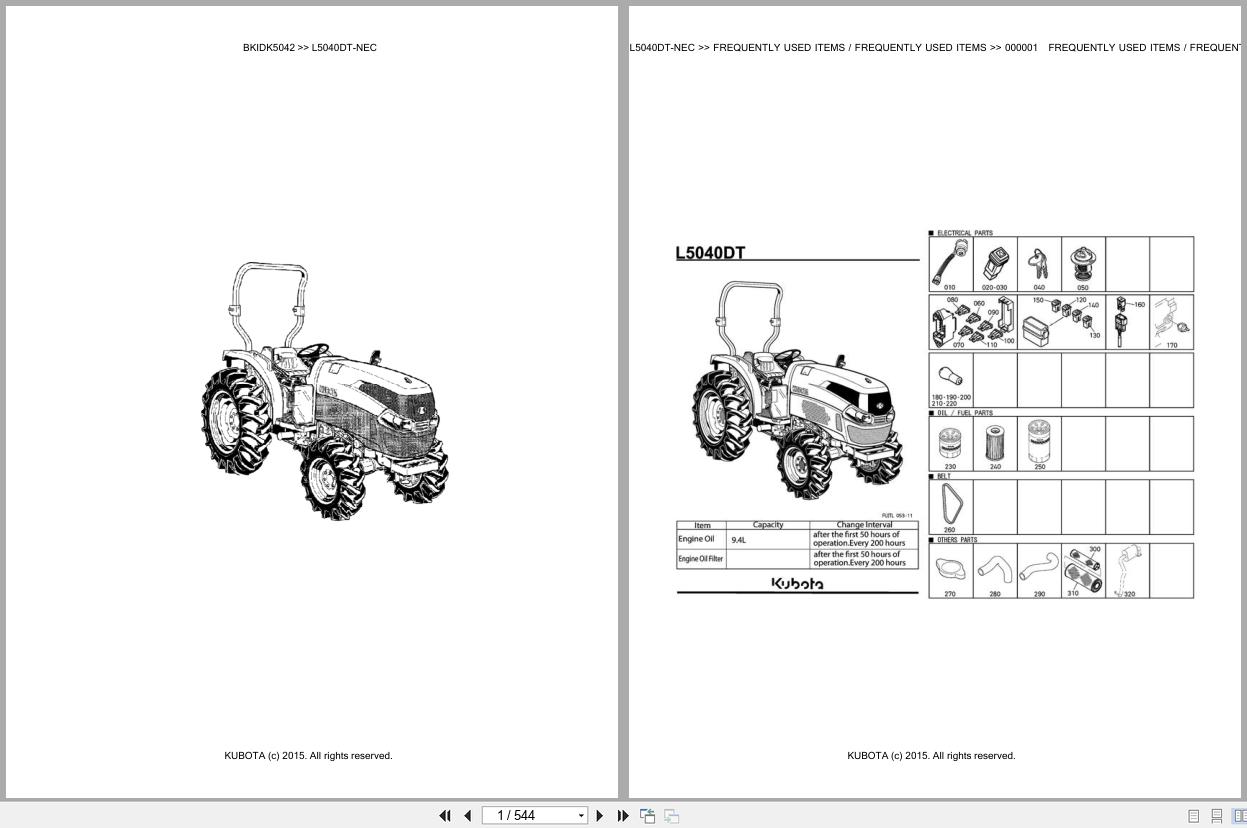 Kubota Tractor L5040DT NEC Spare Parts Catalog EN TR (1)