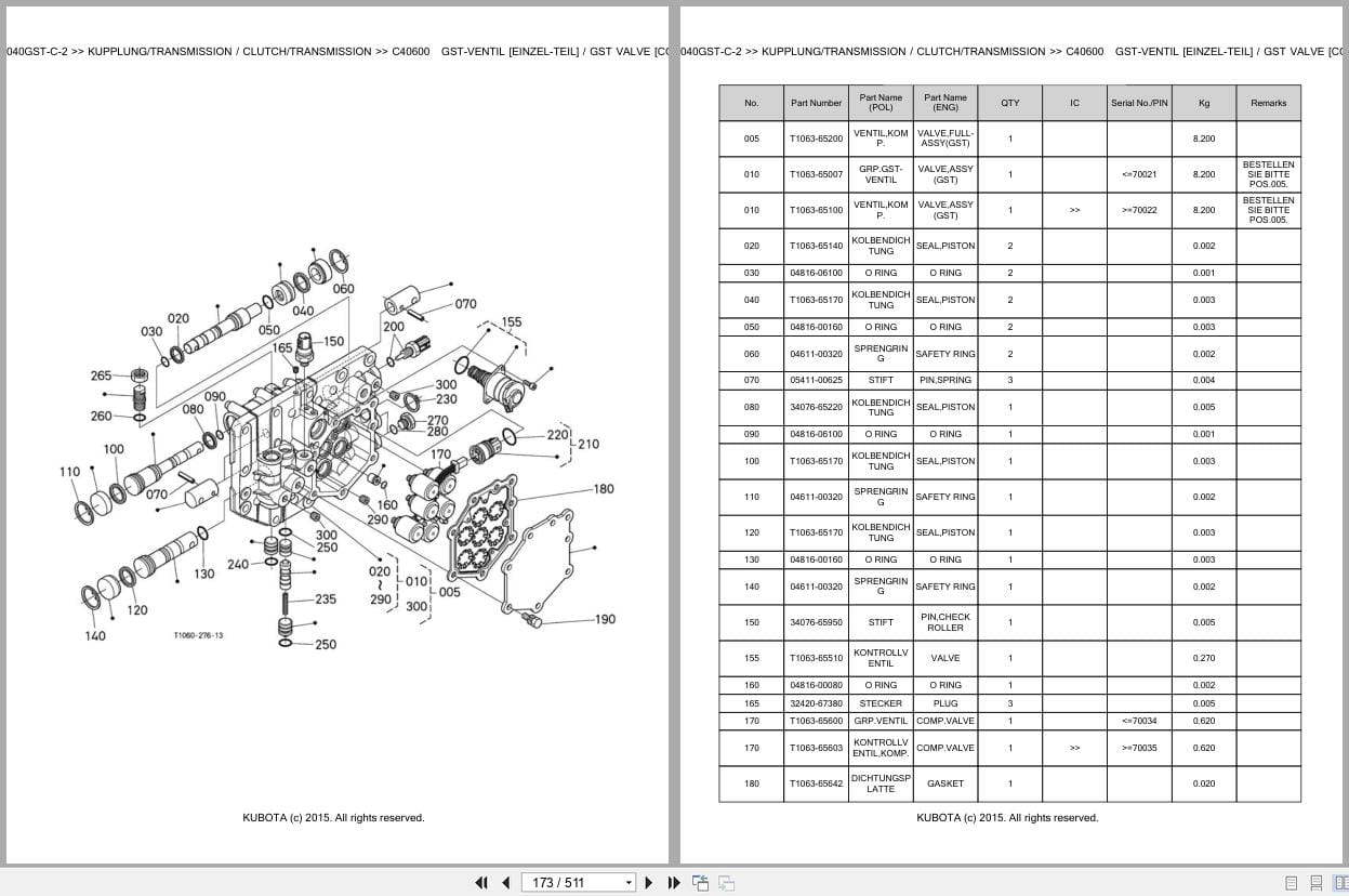 Kubota Tractor L5040GST C 2 Parts Catalog EN DE (2)