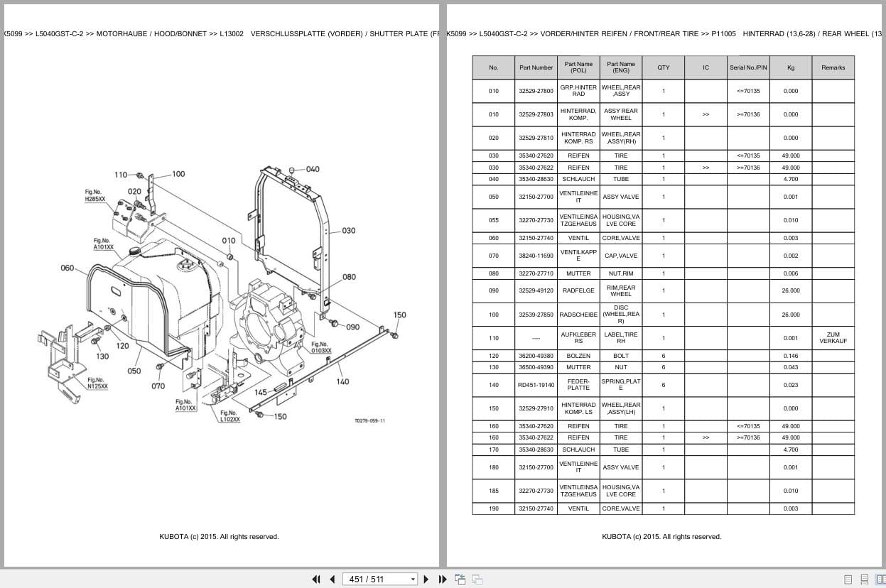 Kubota Tractor L5040GST C 2 Parts Catalog EN DE (3)