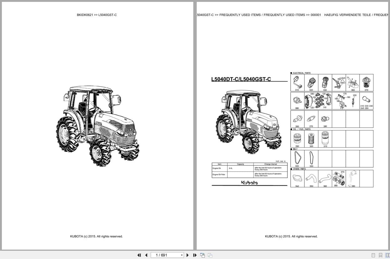 Kubota Tractor L5040GST C Parts Catalog EN DE (1)