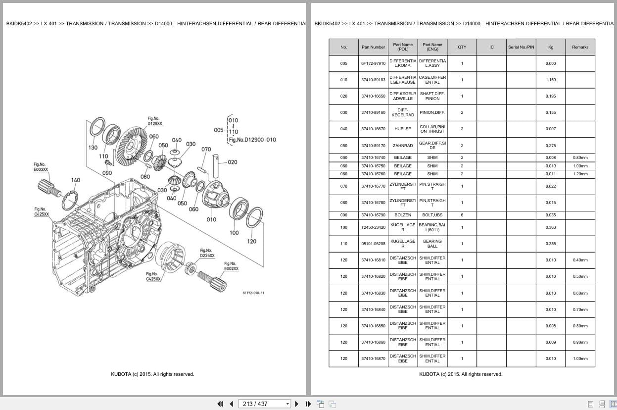 Kubota Tractor LX 401 Parts Catalog EN DE (3)