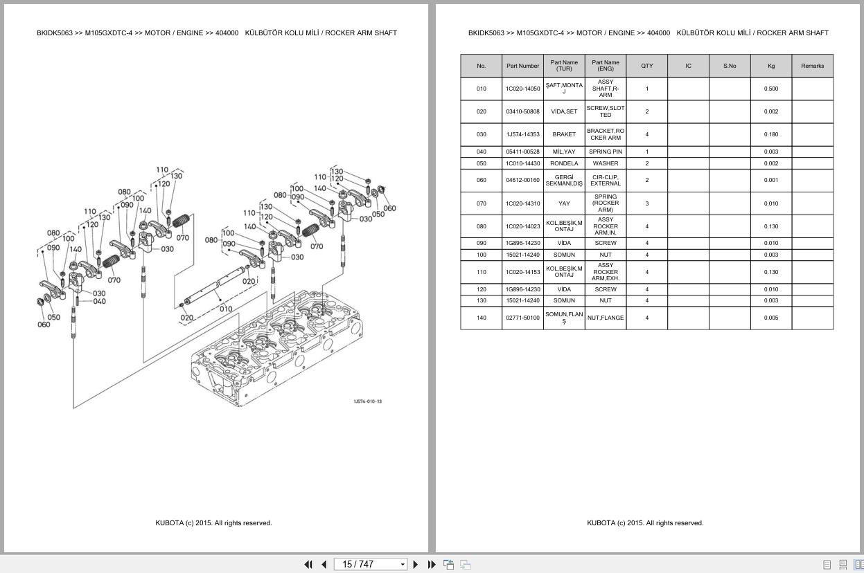 Kubota Tractor M105GXDTC 4 Spare Parts Catalog EN TR (2)