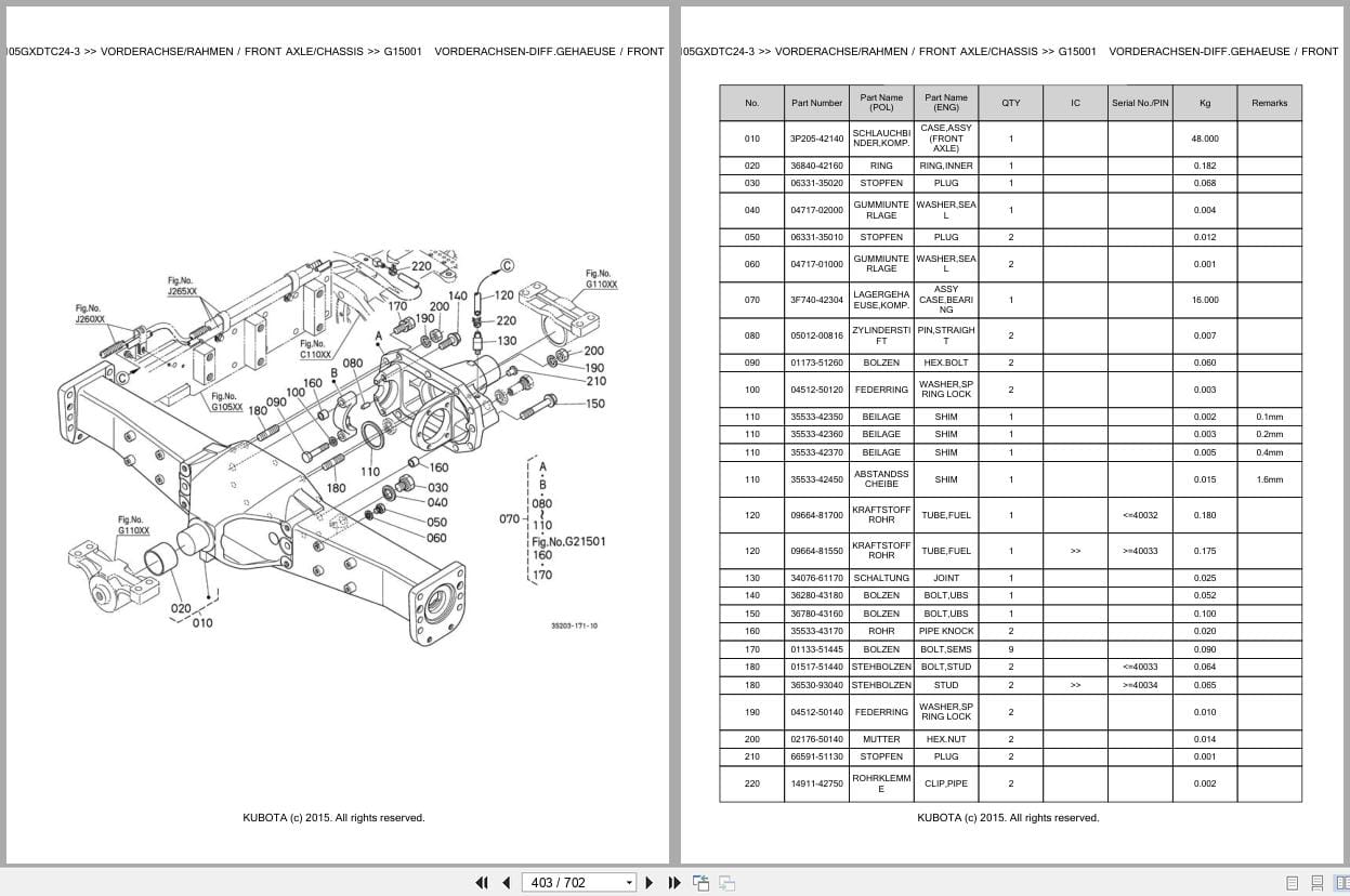 Kubota Tractor M105GXDTC24 3 Parts Catalog EN DE (3)