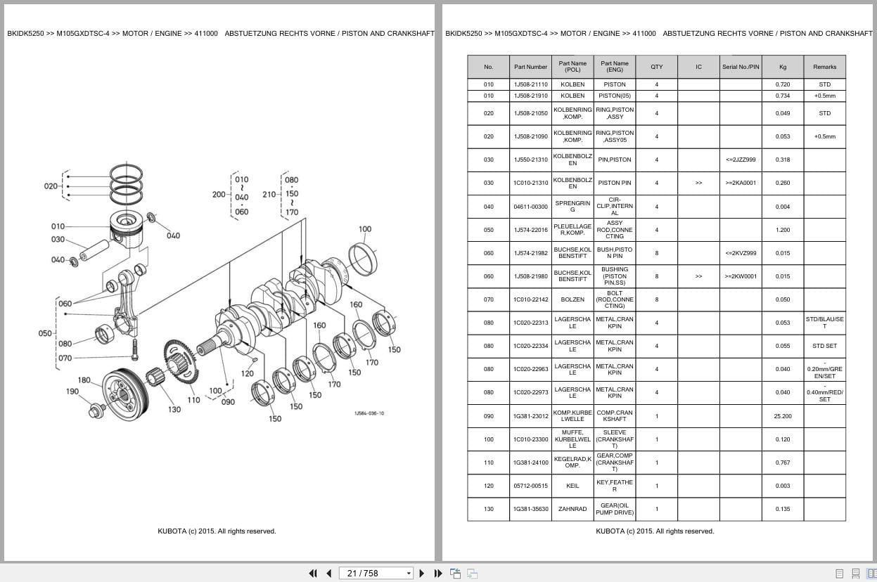 Kubota Tractor M105GXDTSC 4 Parts Catalog EN DE (2)