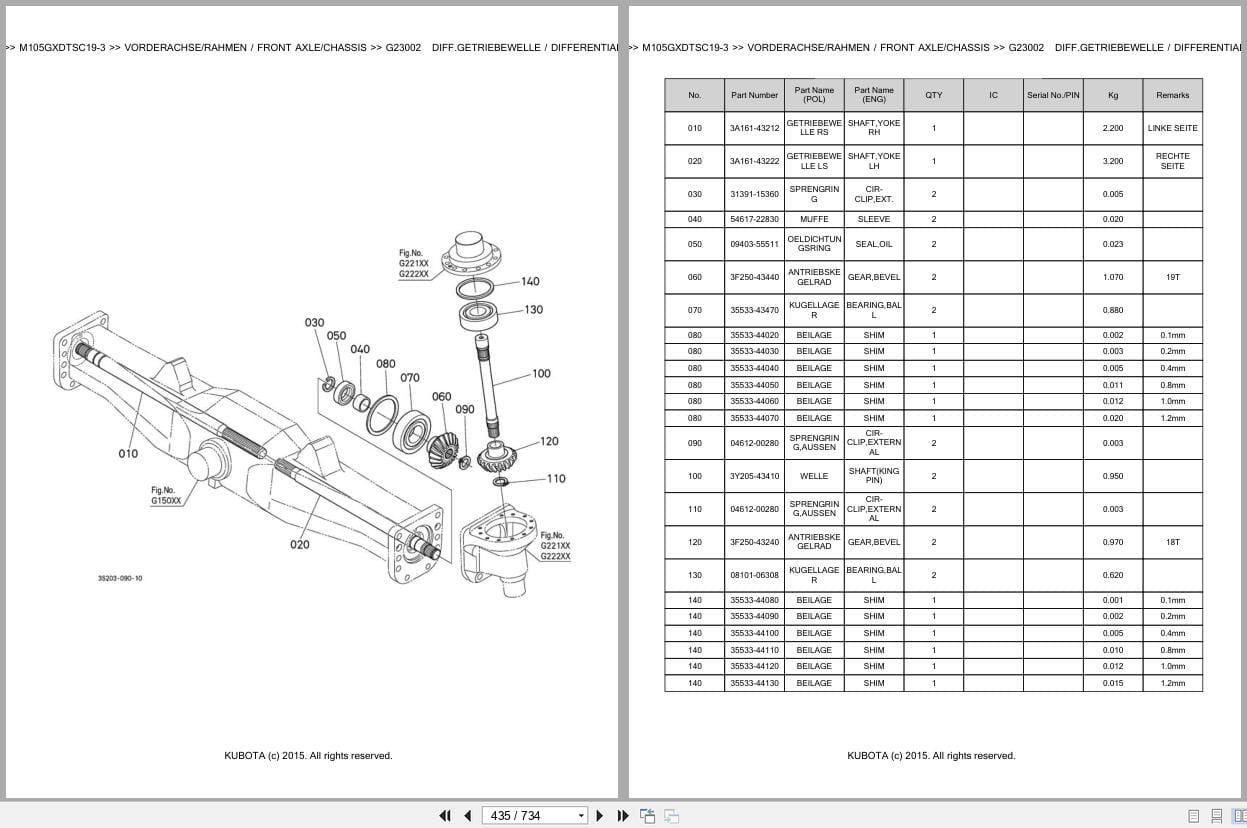 Kubota Tractor M105GXDTSC19 3 Parts Catalog EN DE (3)