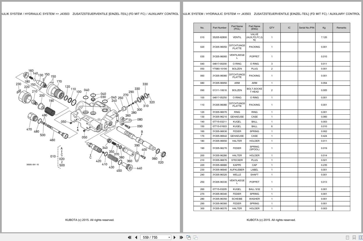 Kubota Tractor M115GXDTC 4 Parts Catalog EN DE (3)