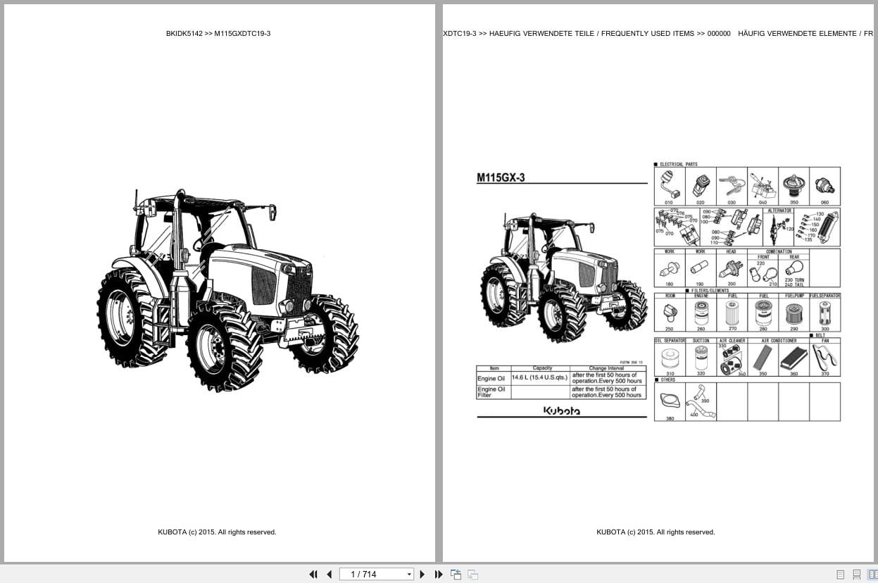 Kubota Tractor M115GXDTC19 3 Parts Catalog EN DE (1)