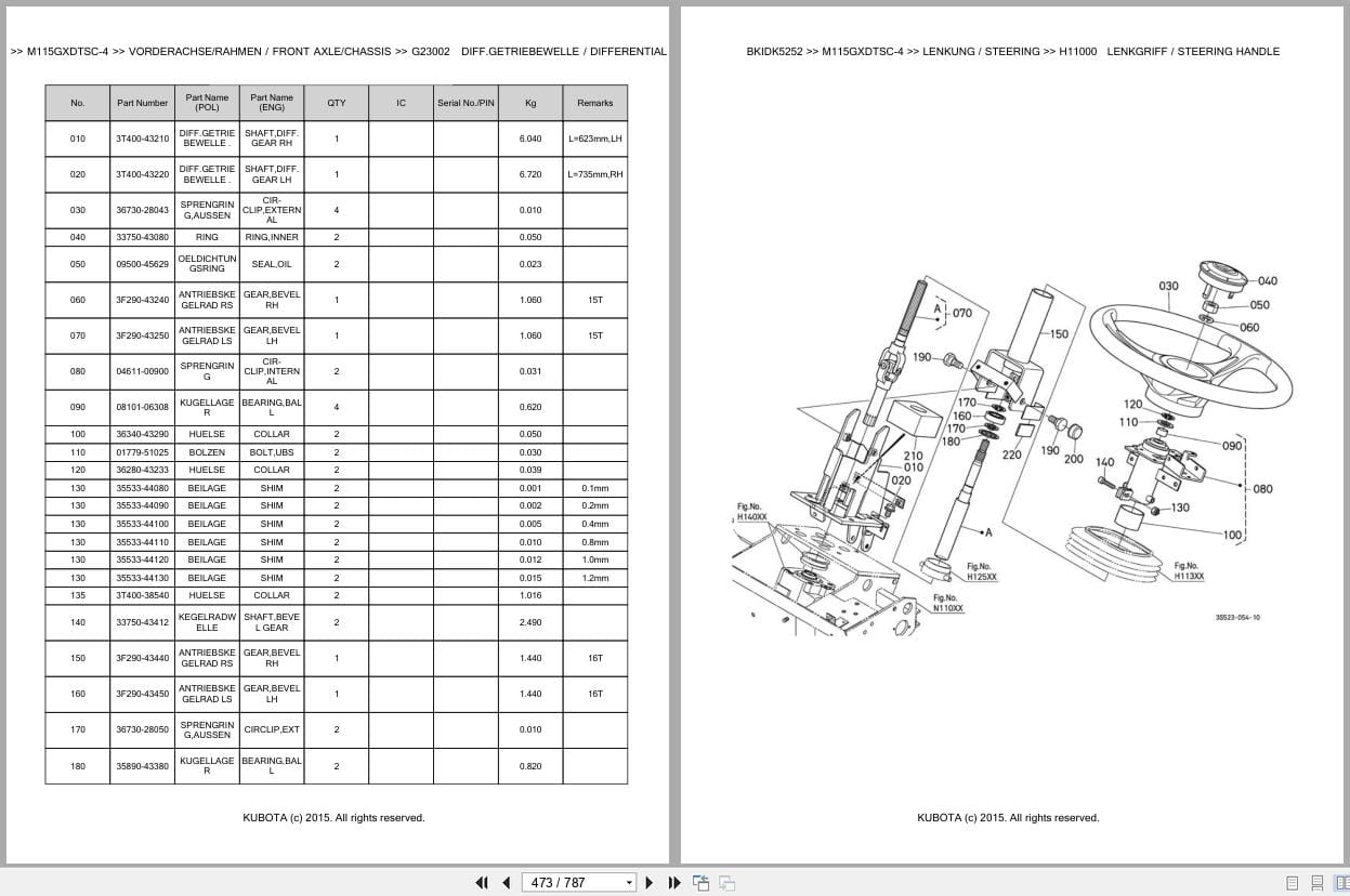 Kubota Tractor M115GXDTSC 4 Parts Catalog EN DE (3)