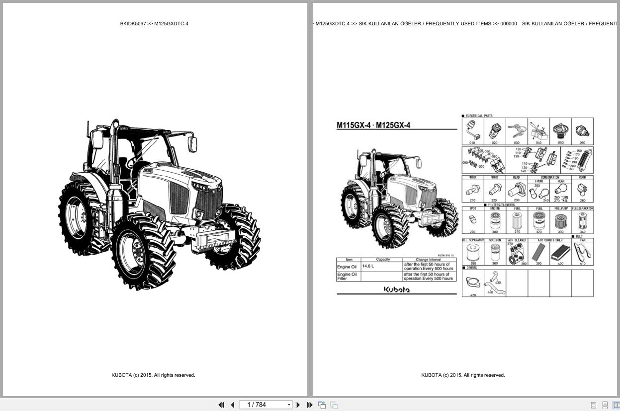 Kubota Tractor M125GXDTC 4 Spare Parts Catalog EN TR (1)