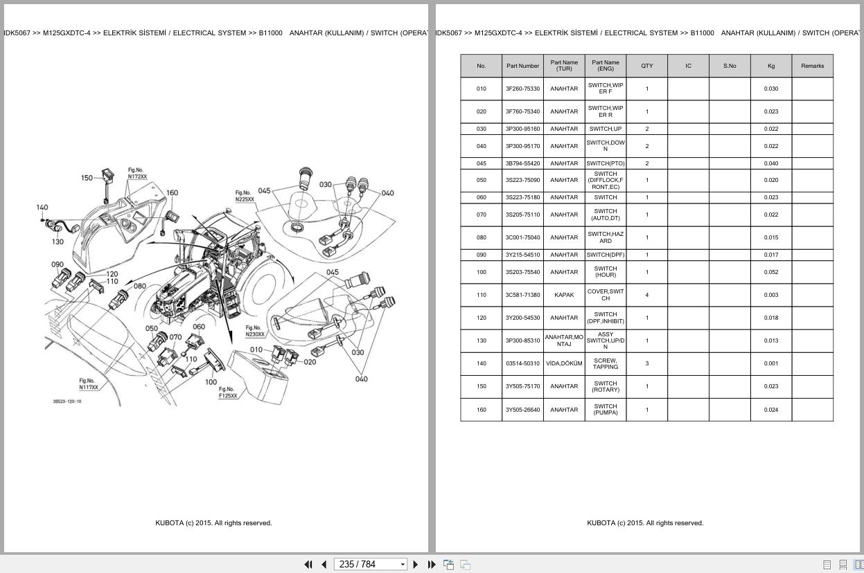 Kubota Tractor M125GXDTC 4 Spare Parts Catalog EN TR (2)