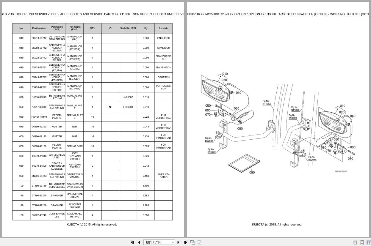 Kubota Tractor M125GXDTC19 3 Parts Catalog EN DE (3)