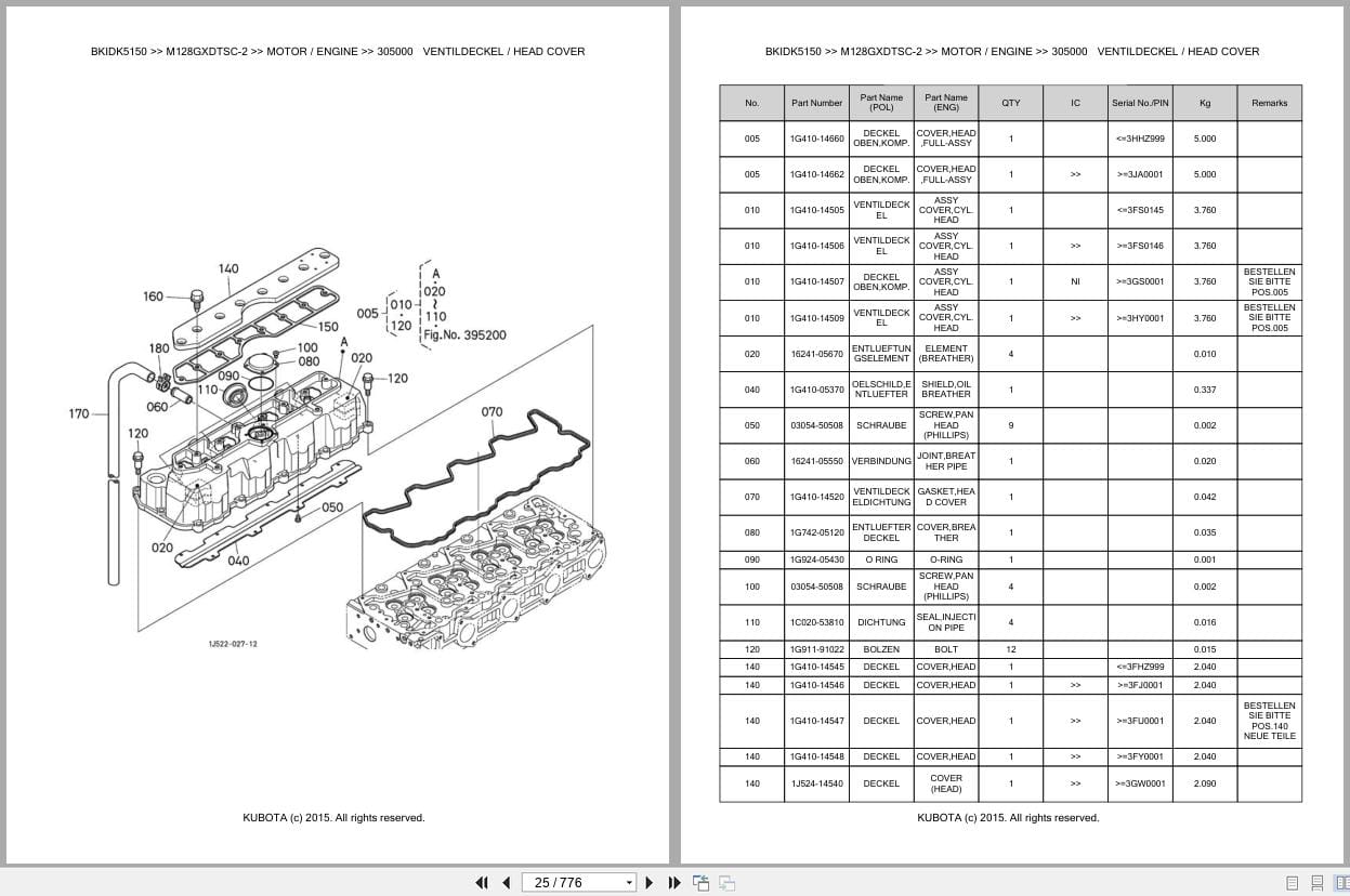 Kubota Tractor M128GXDTSC 2 Parts Catalog EN DE (2)