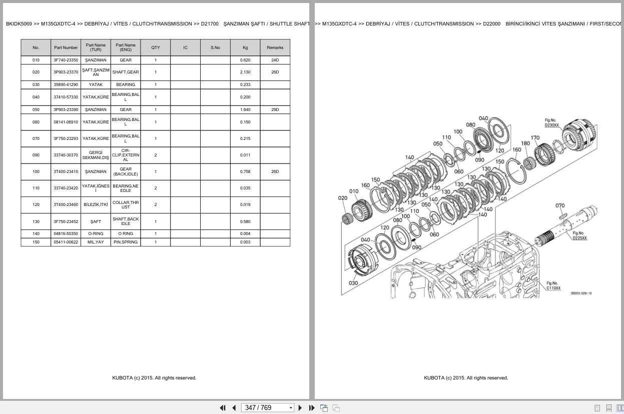 Kubota Tractor M135GXDTC 4 Spare Parts Catalog EN TR (2)