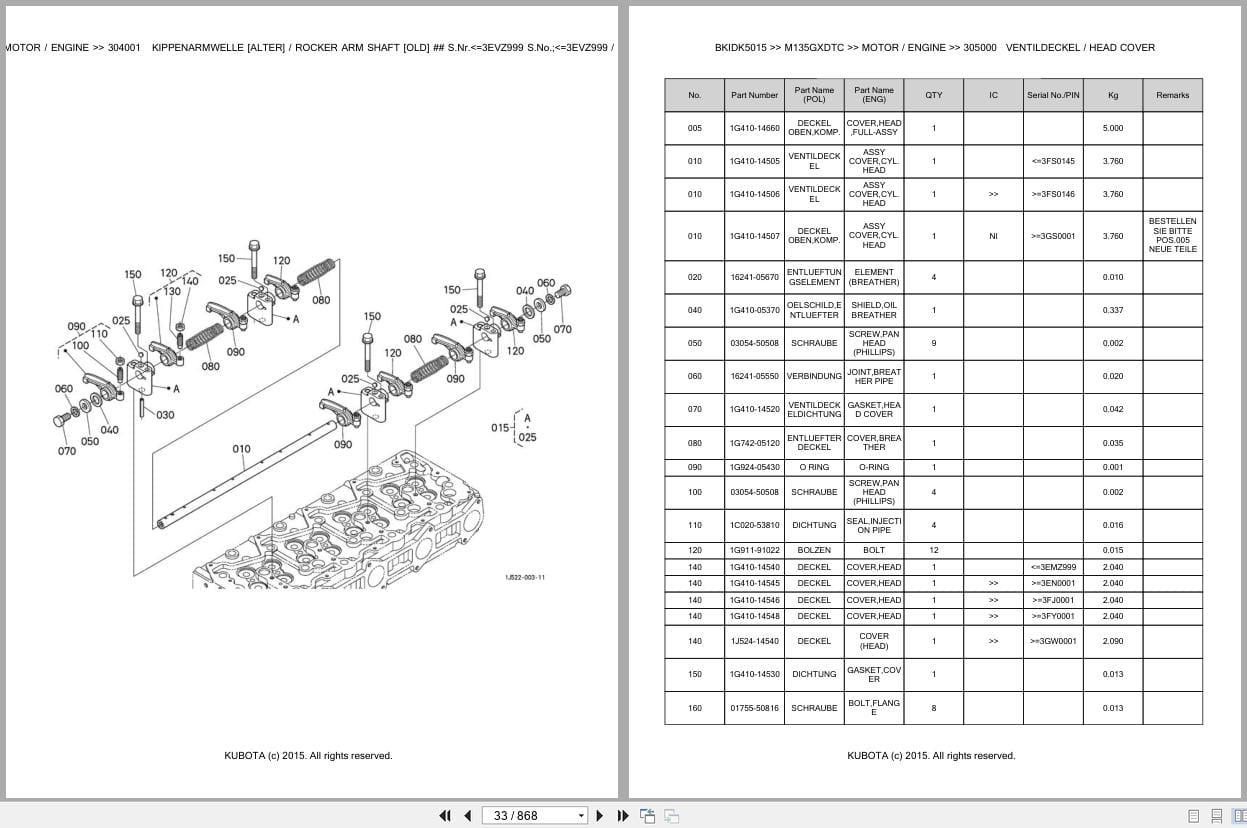 Kubota Tractor M135GXDTC Parts Catalog EN DE (2)