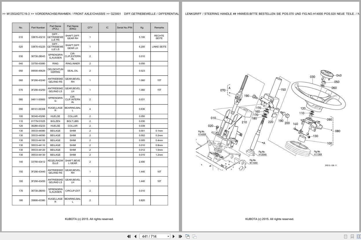 Kubota Tractor M135GXDTC19 3 Parts Catalog EN DE (3)