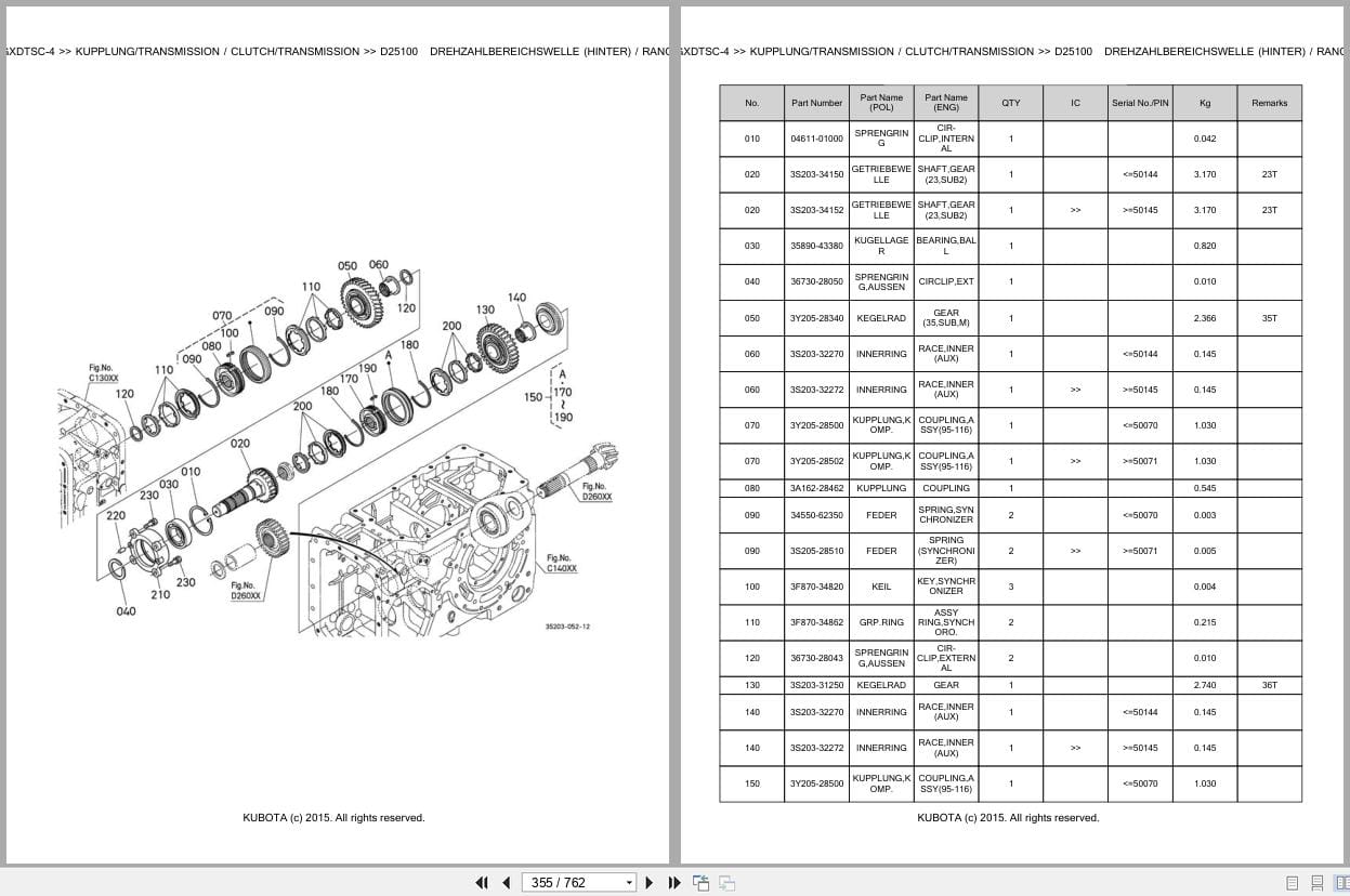 Kubota Tractor M135GXDTSC 4 Parts Catalog EN DE (2)