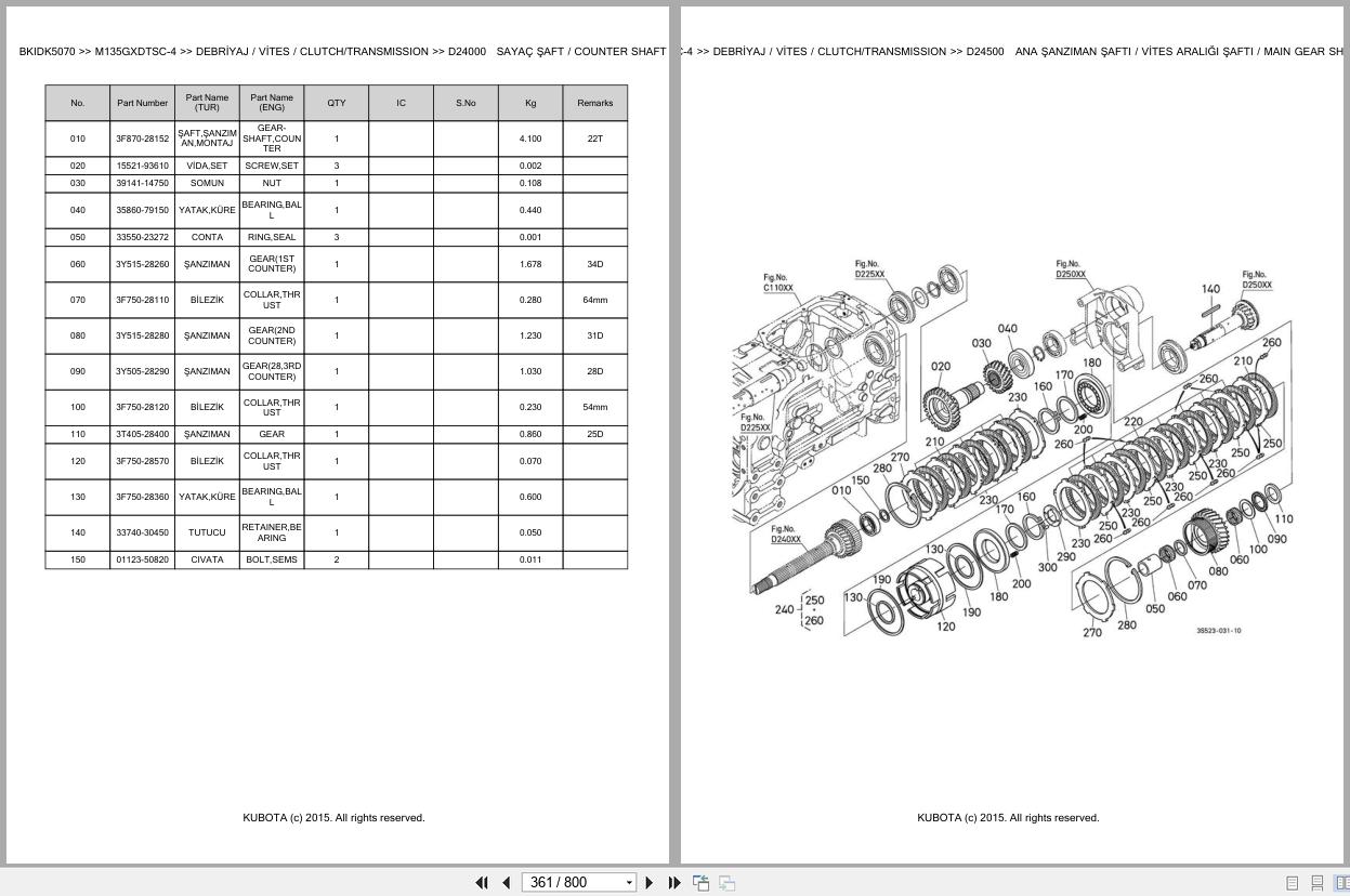 Kubota Tractor M135GXDTSC 4 Spare Parts Catalog EN TR (2)