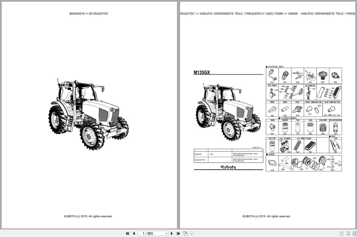 Kubota Tractor M135GXDTSC Parts Catalog EN DE (1)