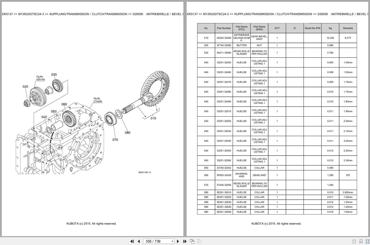 Kubota Tractor M135GXDTSC24 3 Parts Catalog EN DE (2)