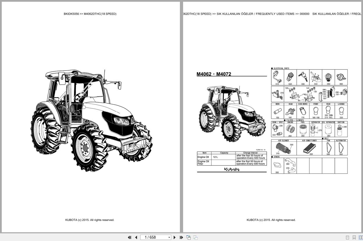 Kubota Tractor M4062DTHC 18 Speed Spare Parts Catalog EN TR (1)
