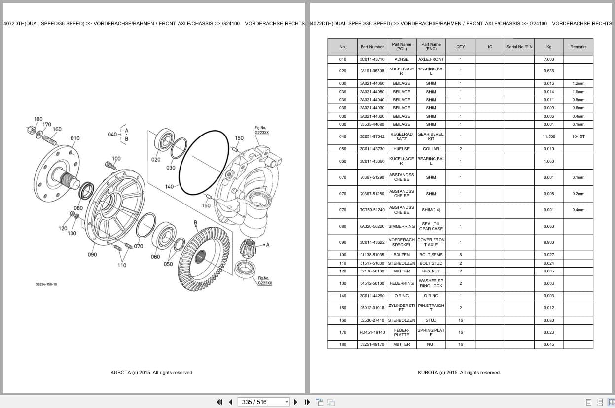 Kubota Tractor M4072DTH Dual Speed 36 Speed Parts Catalog EN DE (3)