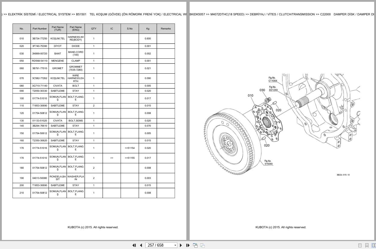 Kubota Tractor M4072DTHC 18 Speed Spare Parts Catalog EN TR (2)