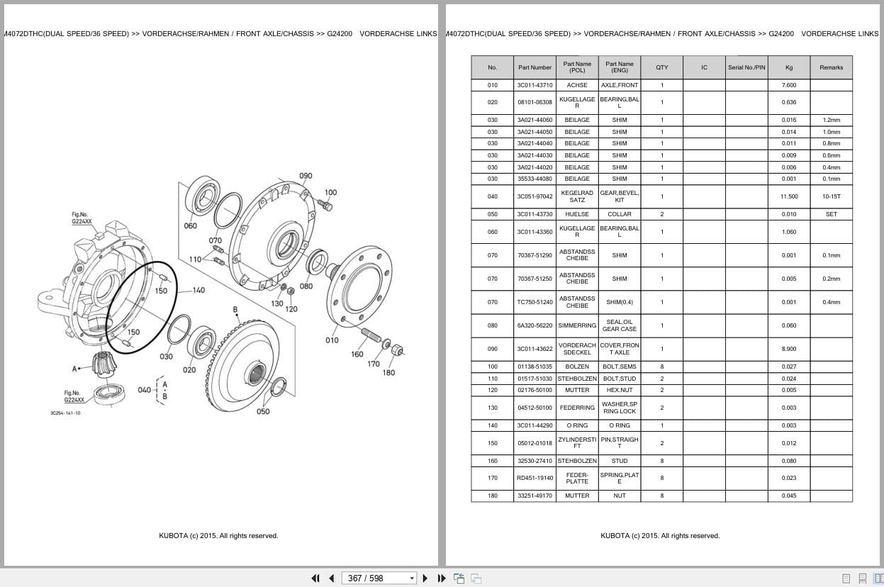 Kubota Tractor M4072DTHC Dual Speed 36 Speed Parts Catalog EN DE (3)