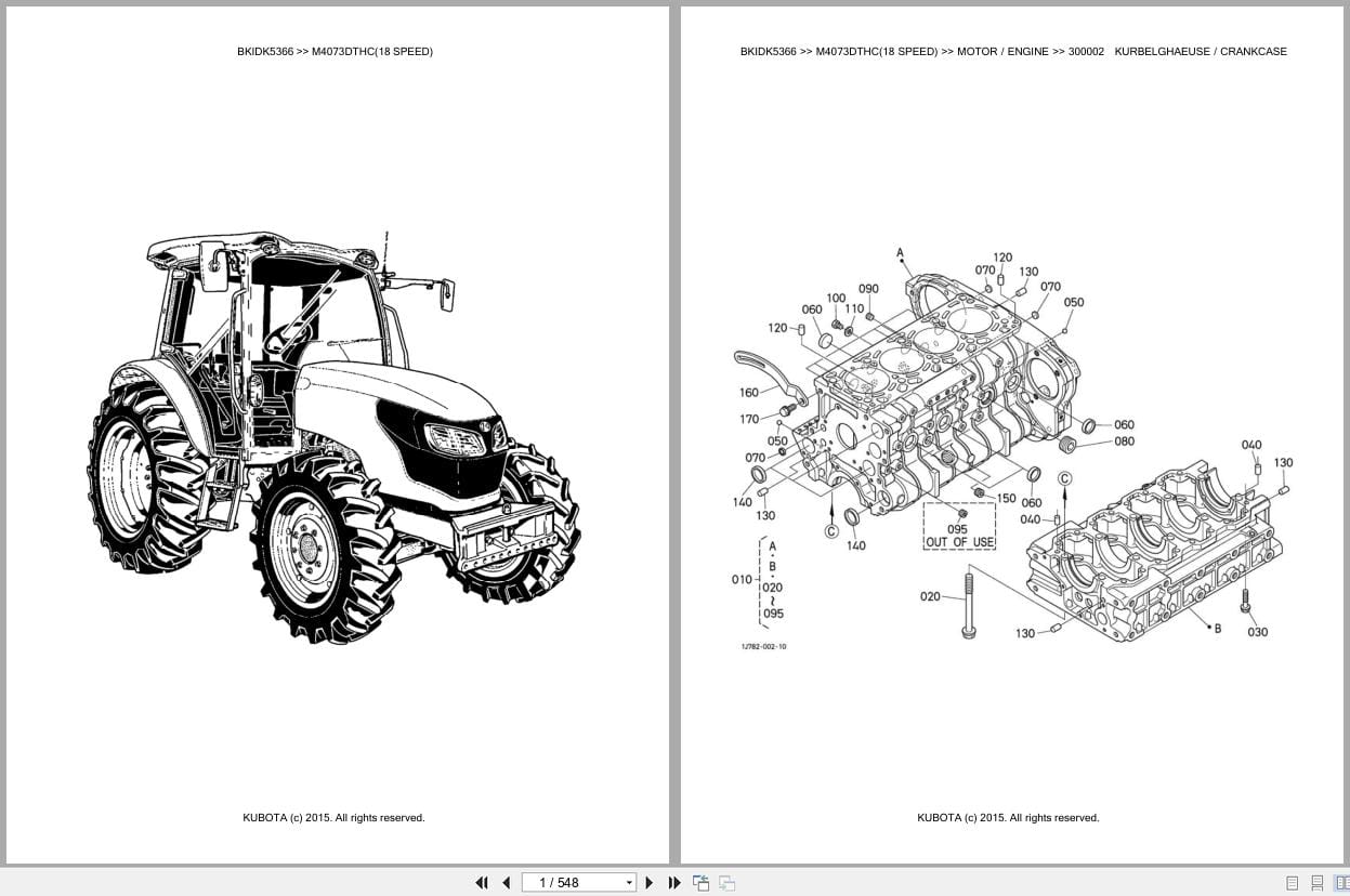 Kubota Tractor M4073DTHC 18 Speed Parts Catalog EN DE (1)