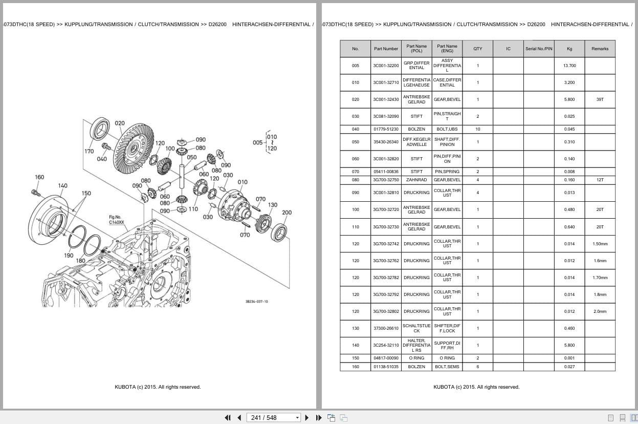 Kubota Tractor M4073DTHC 18 Speed Parts Catalog EN DE (3)