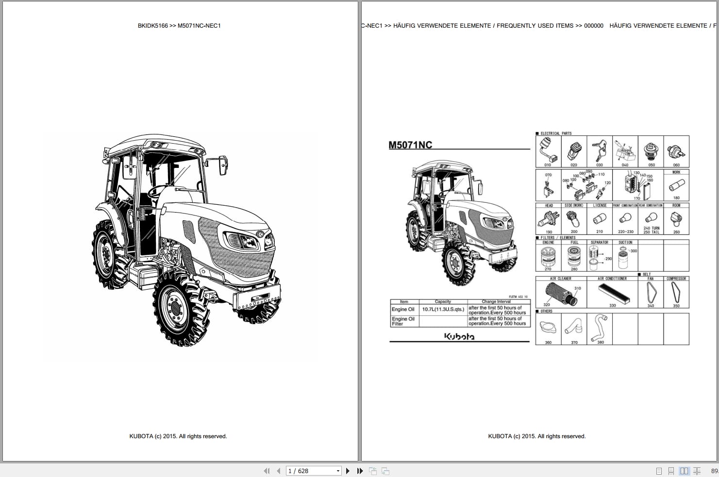 Kubota Tractor M5071NC NEC1 Parts Catalog EN DE (1)