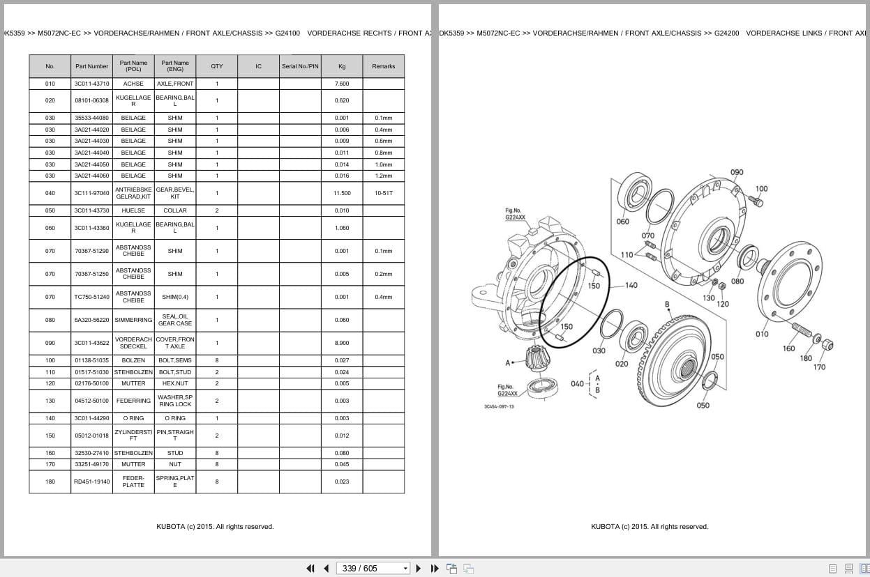 Kubota Tractor M5072NC EC Parts Catalog EN DE (2)