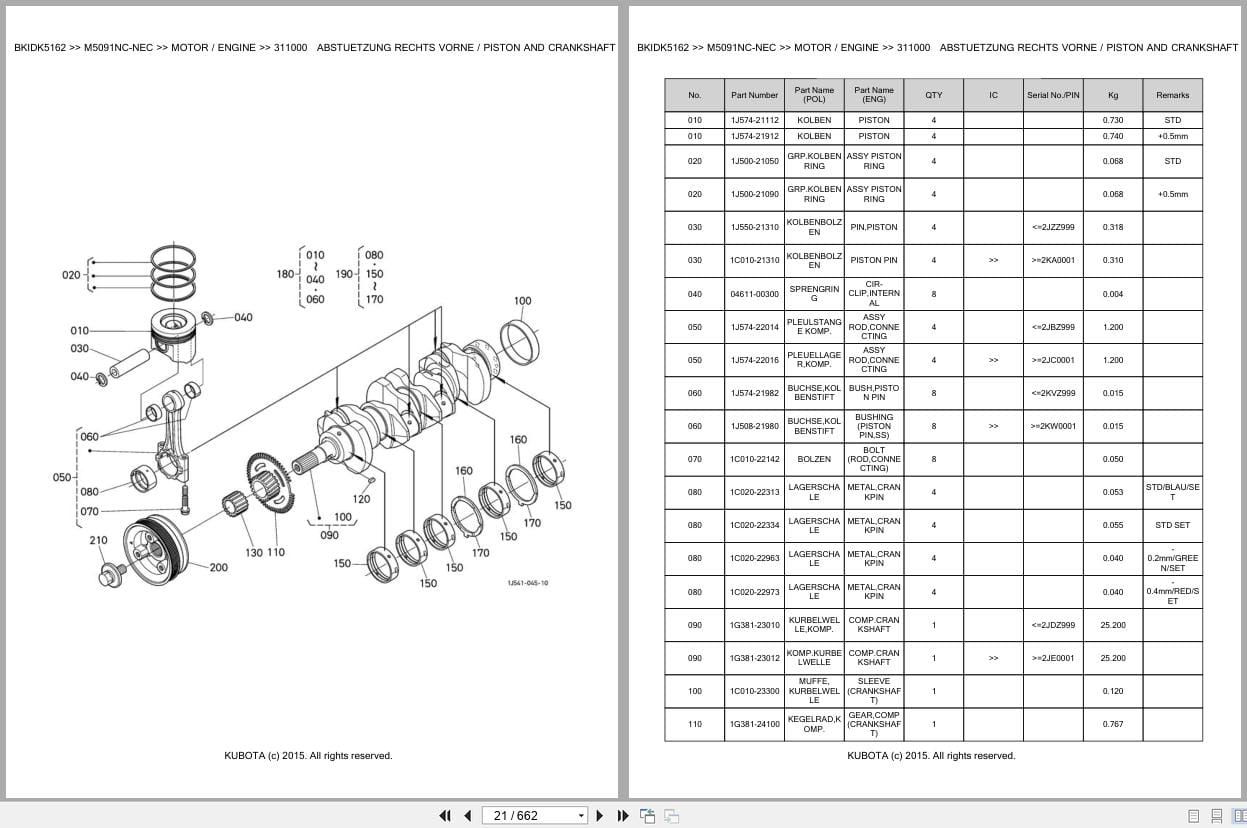 Kubota Tractor M5091NC NEC Parts Catalog EN DE (2)